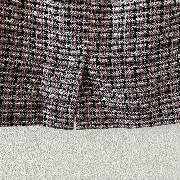 LOFT women’s Wool Blend Skirt 10 Pink Black White Work Office Preppy Church - Picture 4 of 9